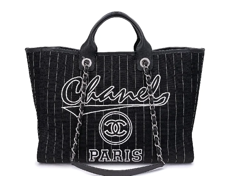 Chanel Quilted Leather Shoulder Bag for FashionistasRare Chanel Baseball Jersey Deauville Tote Bag