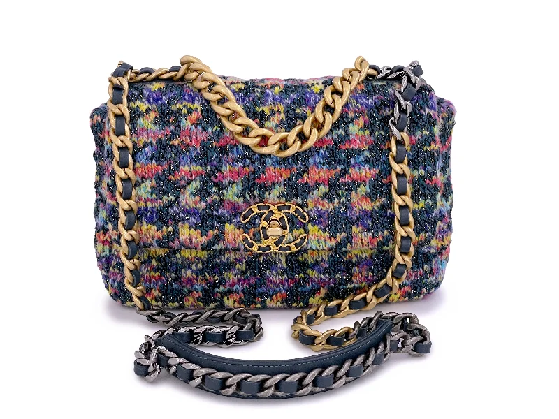 Chanel Chain Strap Handbag for Everyday UseChanel 19 Rainbow Houndstooth Tweed Wool Flap Bag Small