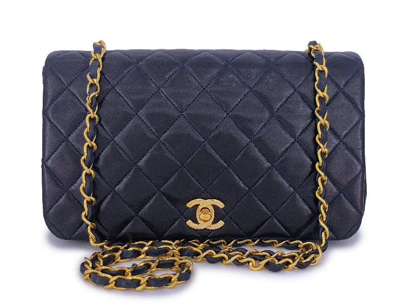 Chanel Lightweight Handbag for Daily ErrandsChanel 1989 Vintage Midnight Blue-Black Full Flap Bag 24k GHW