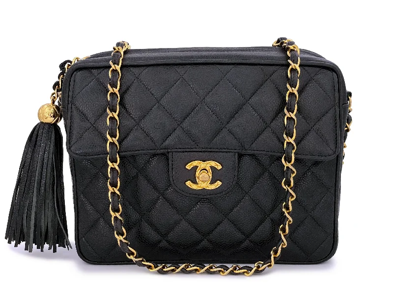 Chanel Lightweight Handbag for Daily ErrandsChanel 1994 Vintage Black Caviar Small Flap Camera Case Bag 24k GHW