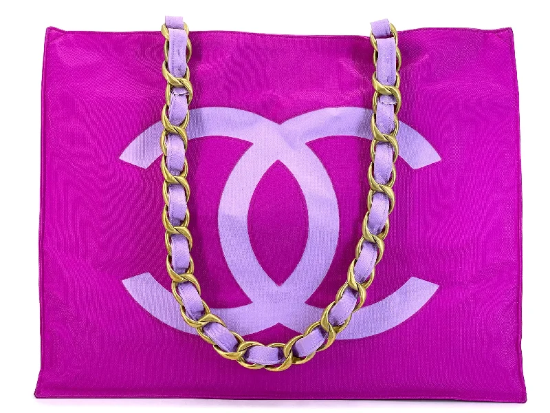 Chanel Chain Strap Handbag for Everyday UseChanel 1994 Vintage Iconic Fuchsia Purple Chunky Chain Tote Bag