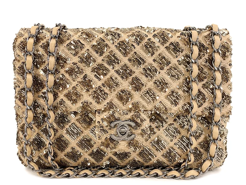 Chanel Medium Tote Bag for Office LadiesChanel 2012 Gold Sequin Medium Flap Bag RHW J27