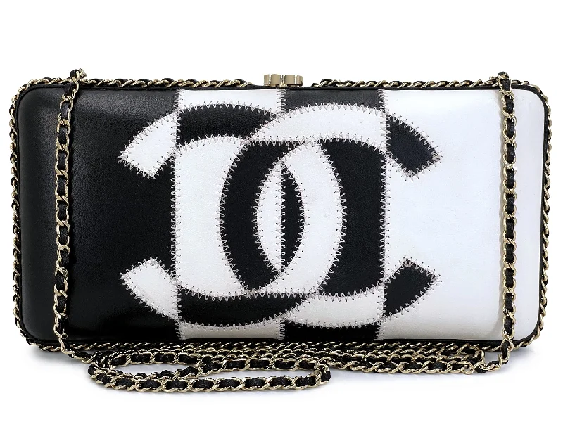 Chanel All - Match Handbag for Versatile StylingChanel 2017 Black White Logo Clutch on Chain Bag GHW  TUK