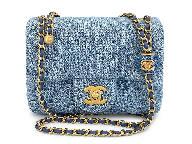 Chanel Medium Tote Bag for Office LadiesChanel 22C Blue Denim Pearl Crush Square Mini Flap Bag GHW 93E