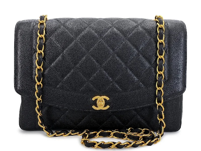 Chanel All - Match Handbag for Versatile StylingChanel Caviar Diana Jumbo Rare Black 1997 Vintage Large Flap Bag 24k GHW Rare