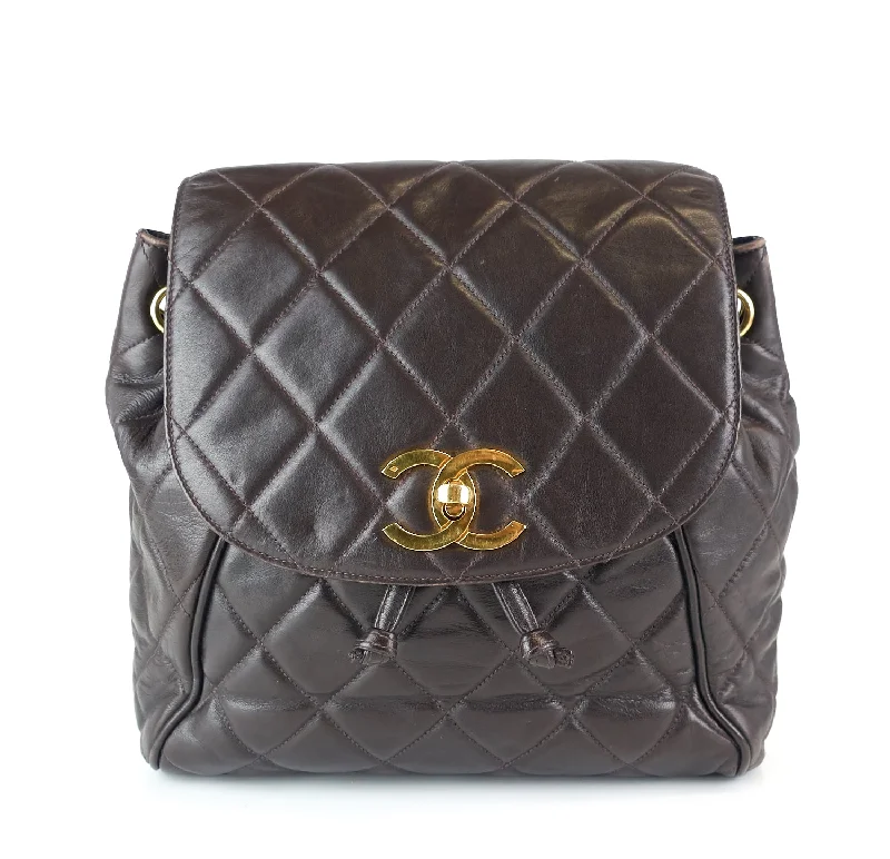 Chanel Handbag with Adjustable Strap for ComfortQuilted Lambskin Leather Small Backpack Bag