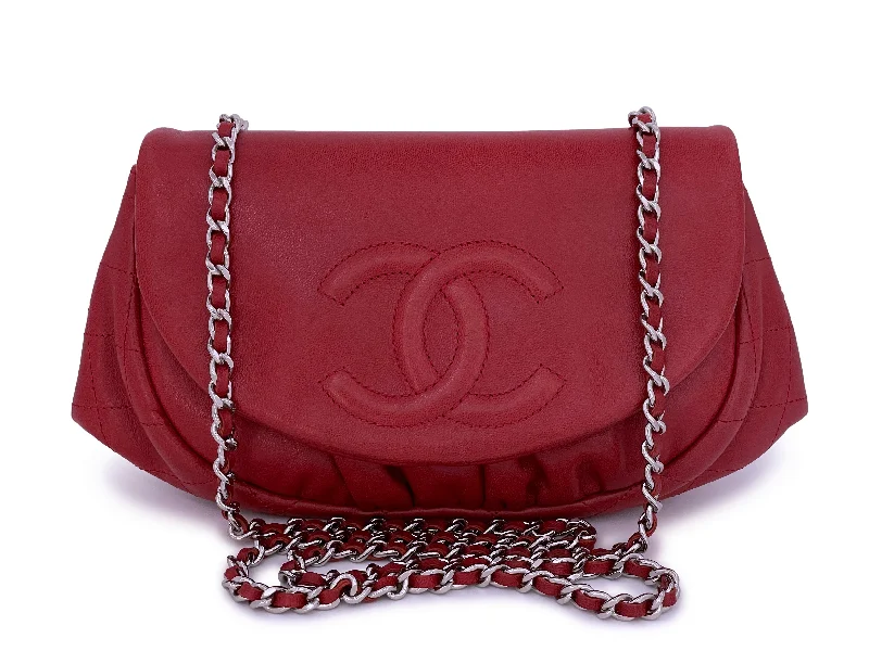 Chanel Luxury Handbag for High - End EventsChanel Red Half Moon Wallet on Chain WOC Flap Bag SHW Lambskin