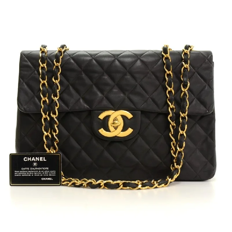 Chanel Black Handbag for Business MeetingsQuilted Lambskin Leather Maxi Bag