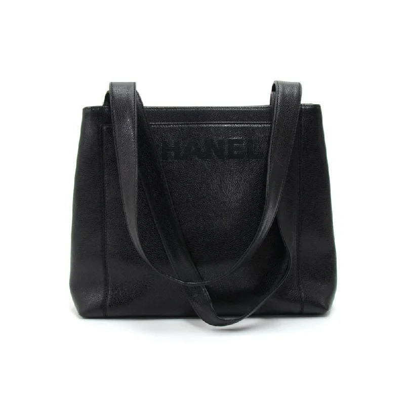 Chanel Handbag with Adjustable Strap for ComfortEmbroidered Caviar Leather Shoulder Bag