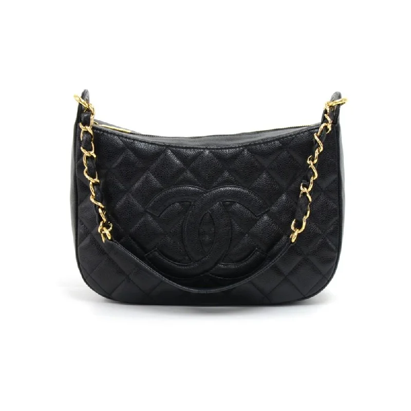 Chanel Designer Handbag with Unique DesignQuilted Caviar Leather CC Logo Shoulder Bag