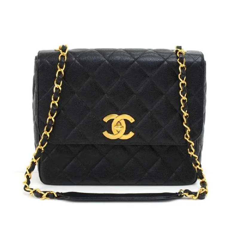 Chanel Designer Handbag with Unique DesignLarge Single Flap Quilted Caviar Leather Shoulder Bag