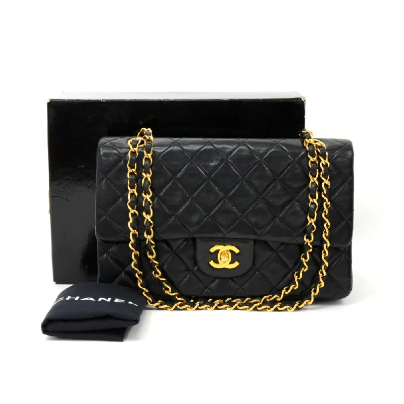 Chanel Black Handbag for Business MeetingsDouble Flap Quilted Lambskin Leather Bag