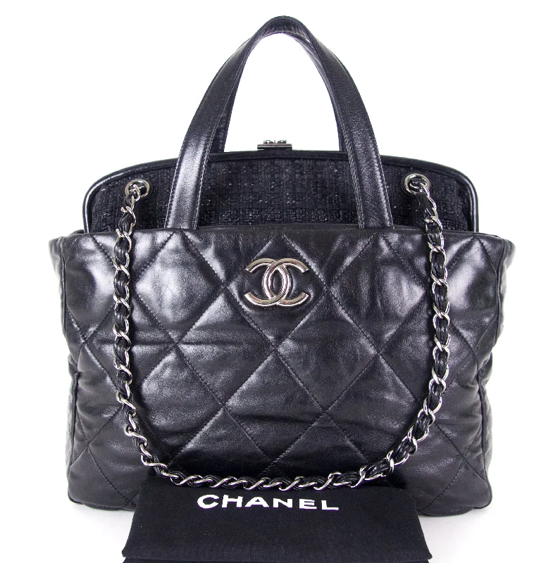 Chanel Vintage Inspired Handbag for Retro LoversPortobello Quilted Glazed Calfskin Leather and Tweed Frame Shoulder Bag