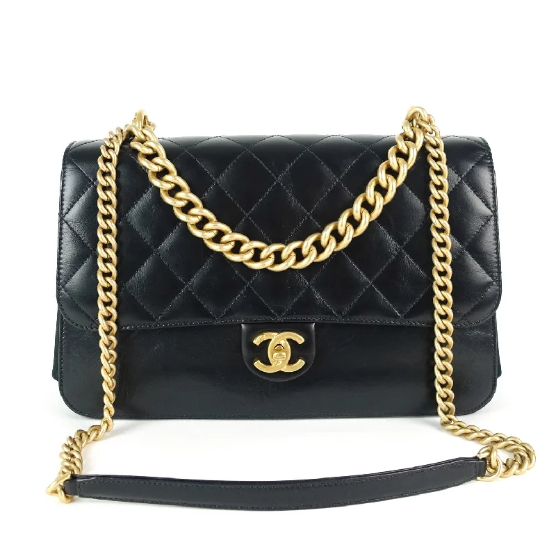 Chanel Chain Strap Handbag for Everyday UseStraight Line Calfskin Leather Flap Bag