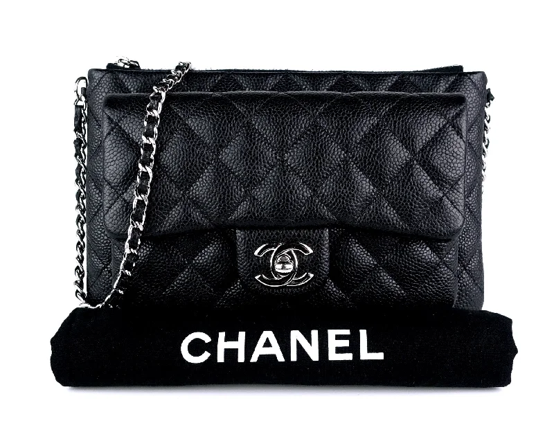 Chanel Black Handbag for Business MeetingsIridescent Quilted Caviar Leather Daily Zip Bag