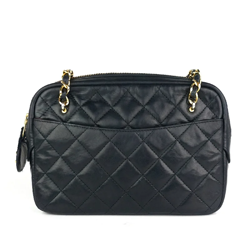 Chanel Vintage Inspired Handbag for Retro LoversQuilted Lambskin Leather Top Zip Bag