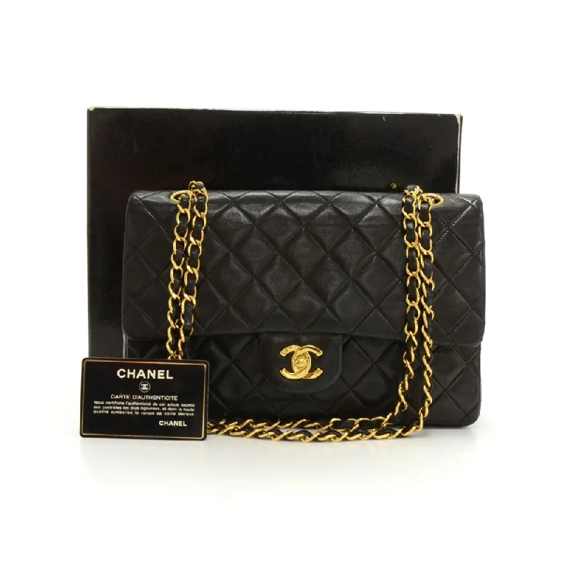 Chanel Black Handbag for Business MeetingsDouble Flap Quilted Lambskin Leather Bag