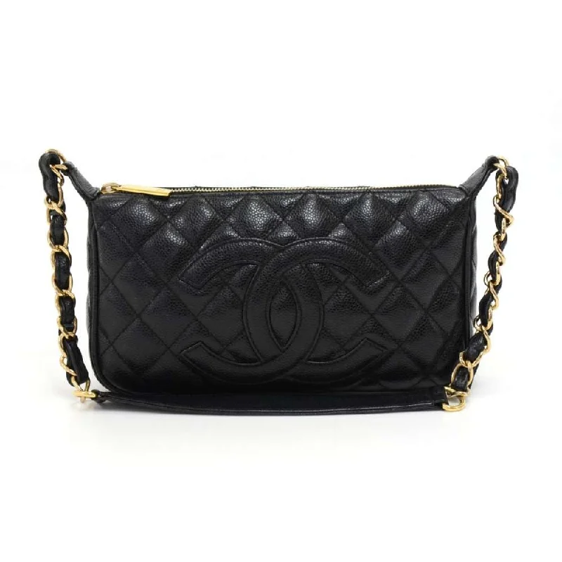 Chanel Classic Flap Bag for Evening PartyQuilted Caviar Leather CC Logo Shoulder Bag