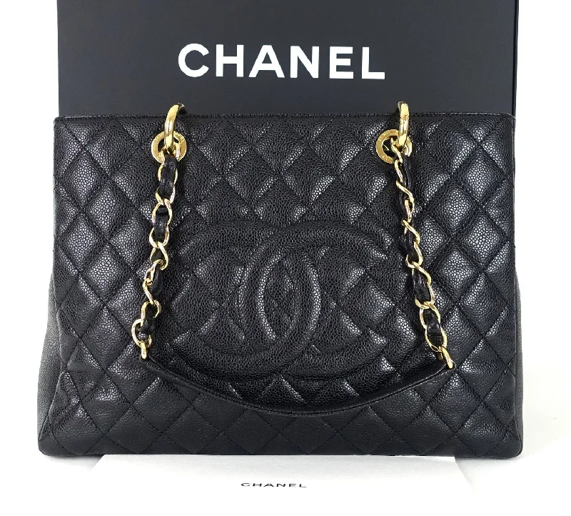 Chanel Black Handbag for Business MeetingsGrand Shopping Tote Caviar Leather Bag