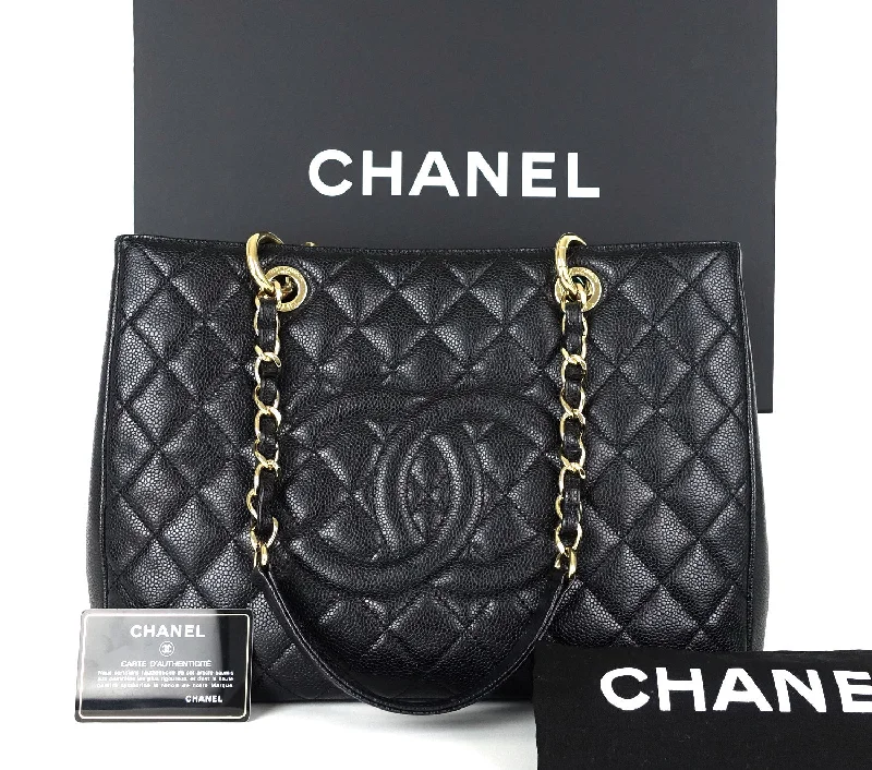 Chanel Designer Handbag with Unique DesignGrand Shopping Tote Caviar Leather GST Shoulder Bag