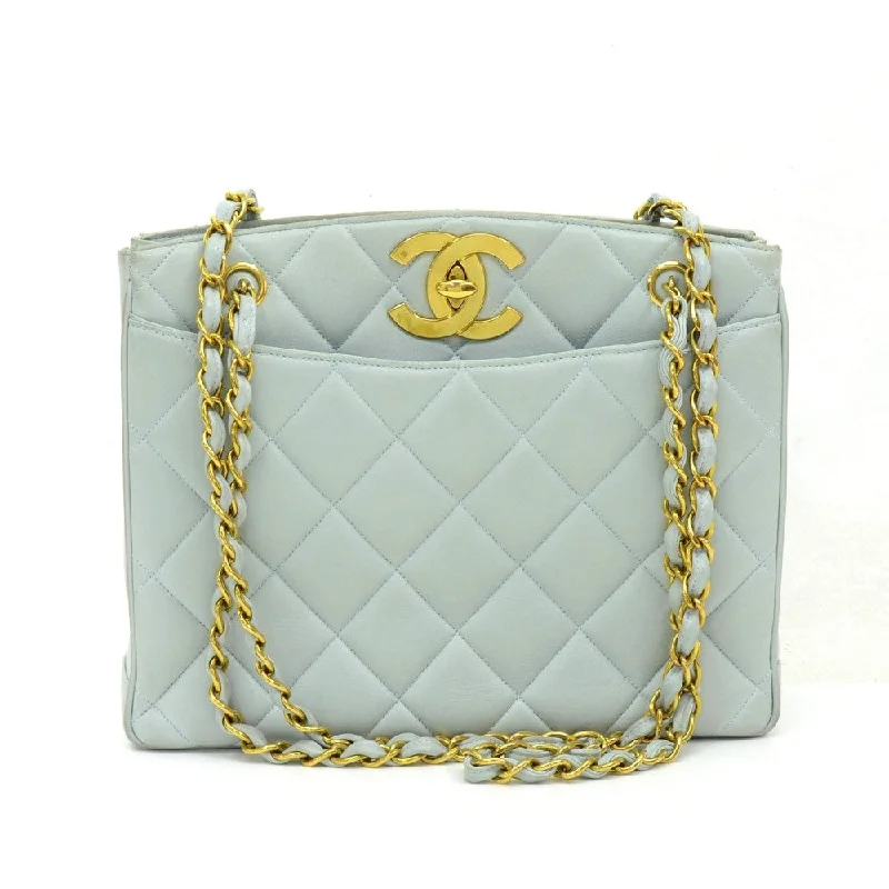 Chanel Designer Handbag with Unique DesignQuilted Lambskin Leather Tote Bag