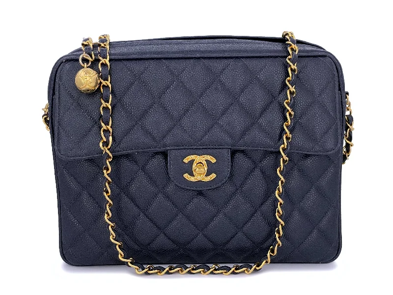 Chanel Vintage Inspired Handbag for Retro LoversChanel Vintage 1994 Navy Blue Caviar Flap Camera Case Bag 24k GHW