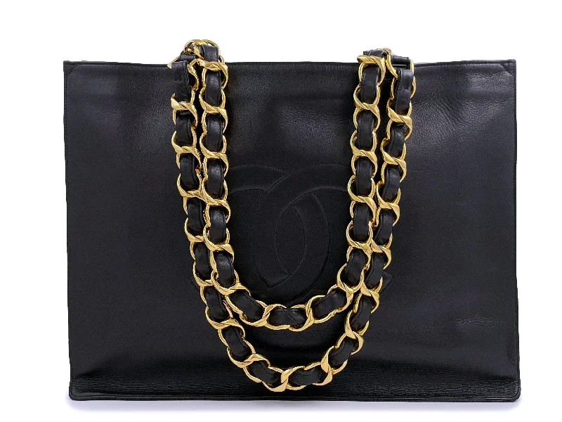 Chanel Quilted Leather Shoulder Bag for FashionistasChanel Vintage 1994 Timeless Shopper Chunky Chain Tote Bag 24k GHW Black