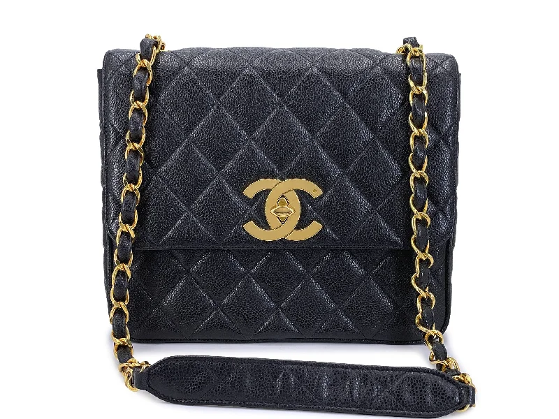 Chanel Handbag with Adjustable Strap for ComfortChanel Vintage Caviar Tall Flap Bag Crossbody Black 1994 24k GHW Crossbody