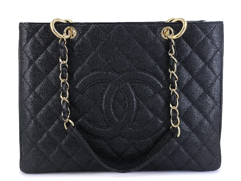 Chanel Designer Handbag with Unique DesignChanel Vintage GST Black Caviar Grand Shopper Tote 24k GHW