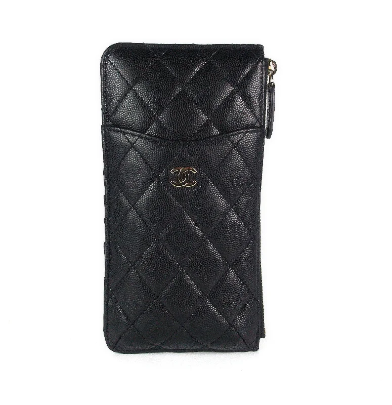 Chanel Classic Flap Bag for Evening PartyQuilted Caviar Leather Classic Flat Wallet