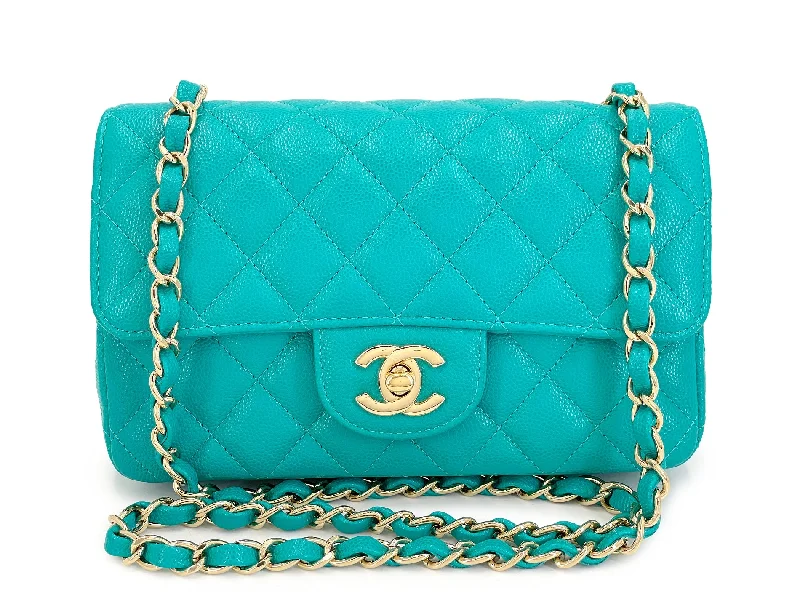 Chanel New Arrival Handbag with Gold HardwareRare Chanel 17C Turquoise Caviar Rectangular Mini Flap Bag GHW