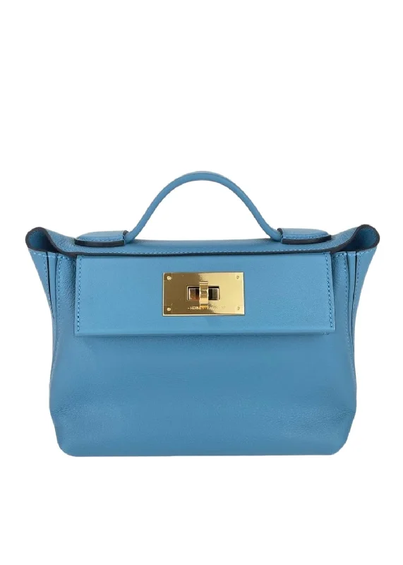 Oversized Hermes Bags for a Fashion - Forward and Practical StatementHermes 24/24 mini New Bleu Jean Evercolor GHW #B SKCB-081922