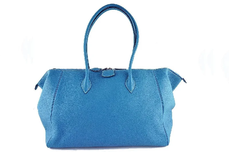 Hermes Bags with Detachable Pouches for VersatilityHermes Blue Jean Clemence 37/40cm Paris Bombay Shoulder Tote Bag