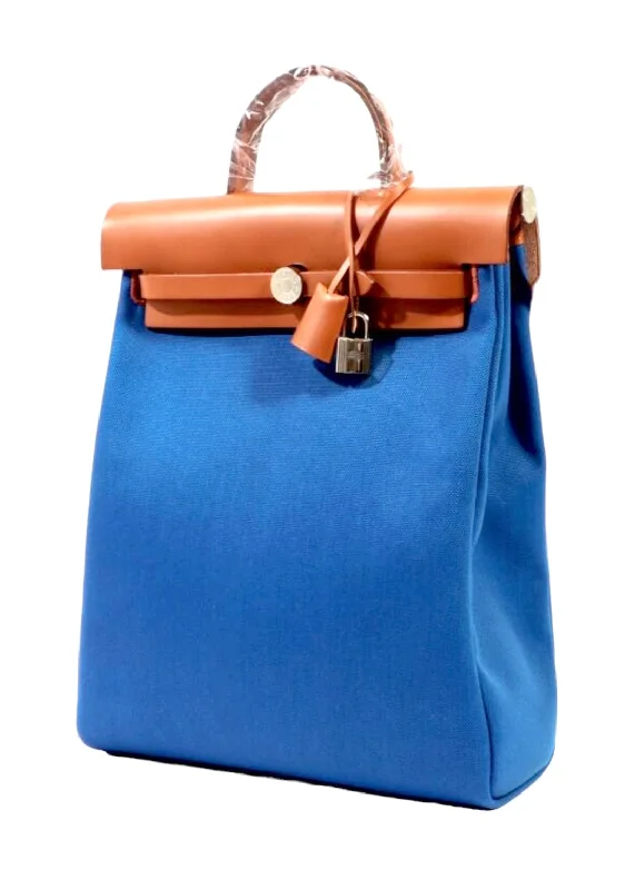 Foldable Hermes Shopping Totes for Added ConvenienceHermes Herbag Ado Backpack Blue France / Fauve #U SKC1332