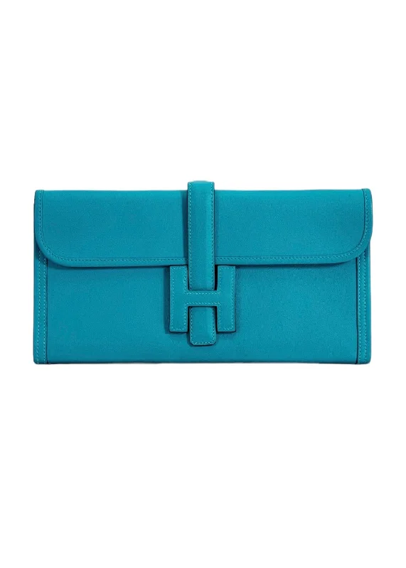 Faux Fur - Trimmed Hermes Bags for Winter SophisticationHermès Jige Elan Turquoise Swift #T SKC1779