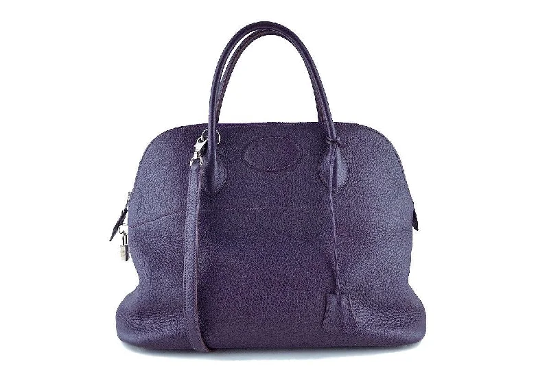 Hermes Bags with Reflective Elements for Safety at NightHermes Raisin Purple 35/37cm Mou Bolide Shoulder Tote Bag