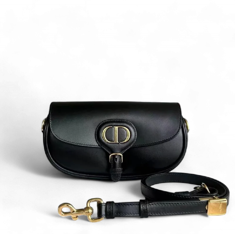 Christian Dior crossbody bags with a front - flap pocket for easy accessDior Bobby East West - Smooth Calfskin Black Golden Hardware