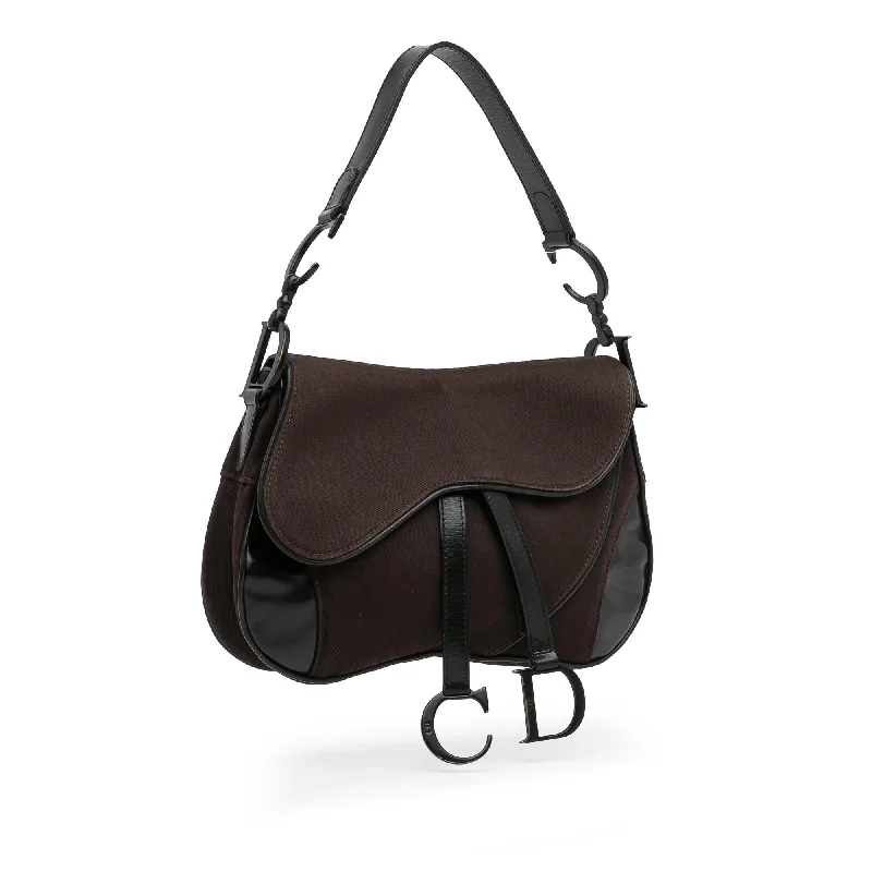 Christian Dior handbags with a back - pocket for quick storageDior Canvas Double Saddle (A8Egqp)