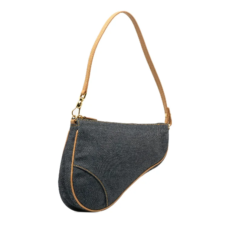 High - fashion Christian Dior bags with a geometric patternDior Denim Saddle Pochette (LLIv5u)