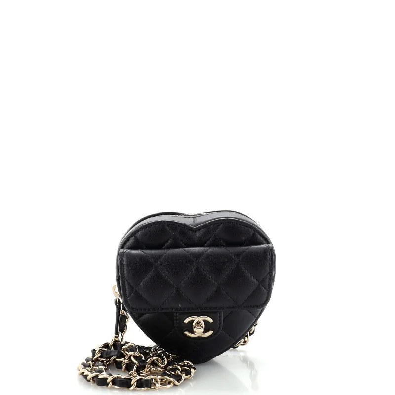 CC in Love Heart Belt Bag Quilted Lambskin