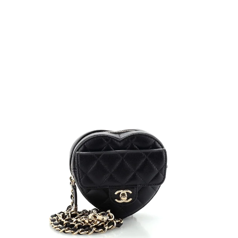 CC in Love Heart Belt Bag Quilted Lambskin