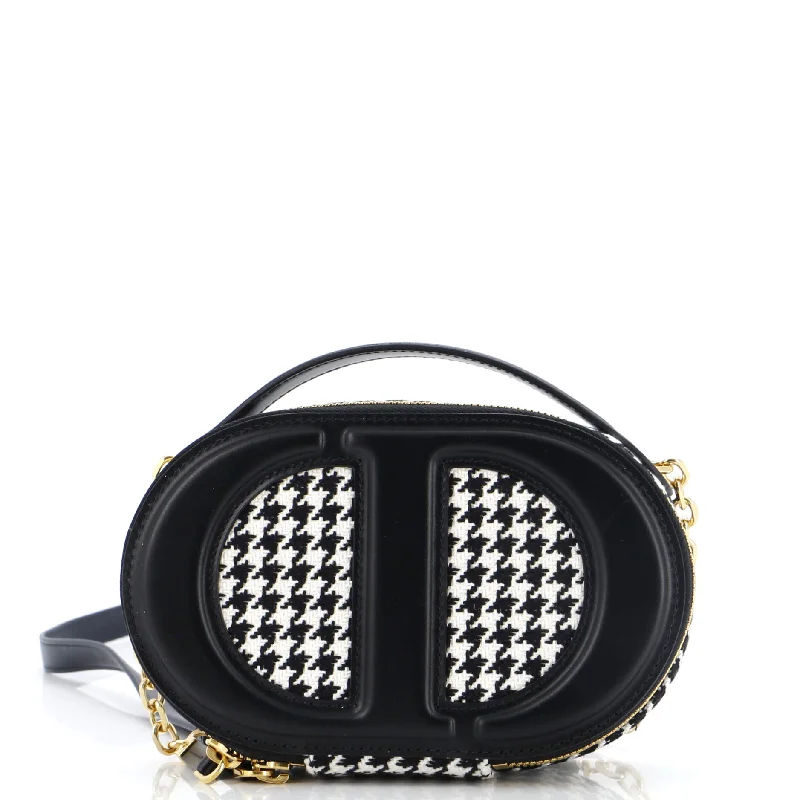 CD Signature Oval Camera Bag Houndstooth Canvas and Leather