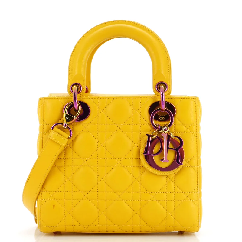 Lady Dior Bag Cannage Quilt Lambskin with Rainbow Hardware Small