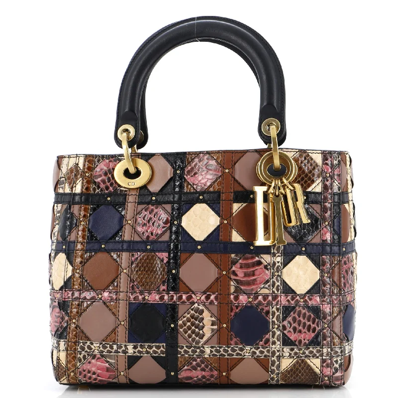 Supple Lady Dior Bag Patchwork Cannage Leather and Exotics Medium