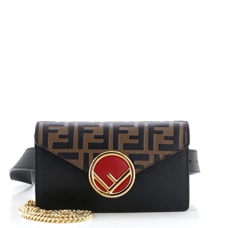 F is Fendi Convertible Belt Bag Leather with Zucca Embossed Detail