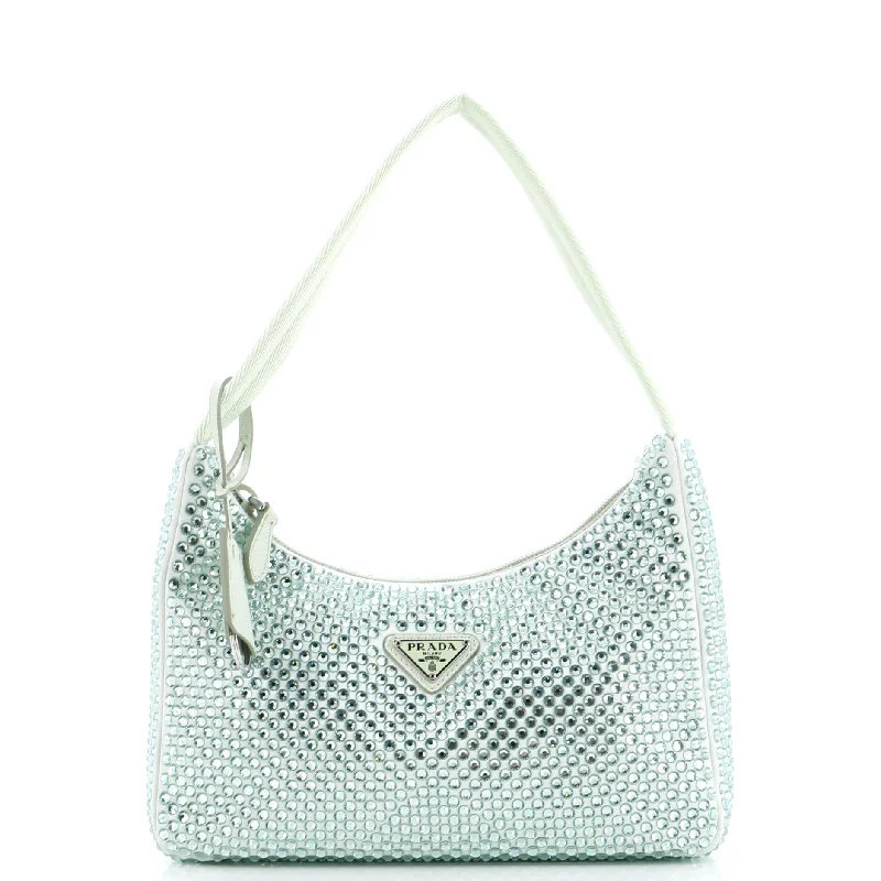 Re-Edition 2000 Hobo Crystal Embellished Satin Mini