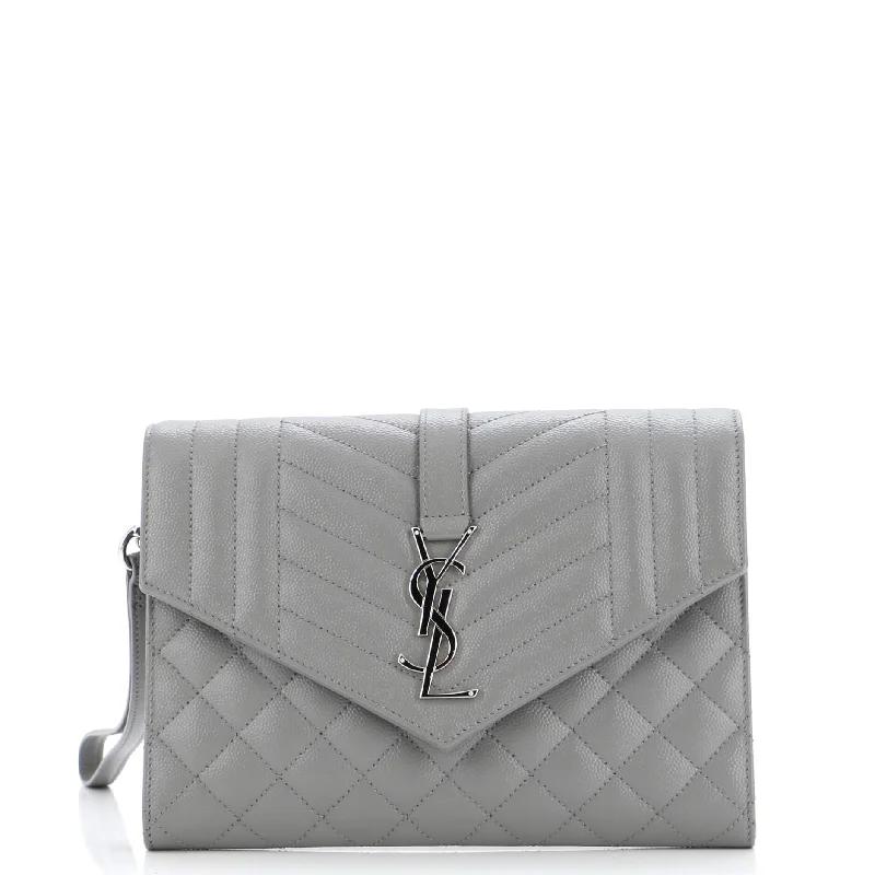 Classic Monogram Envelope Wristlet Clutch Mixed Matelasse Leather